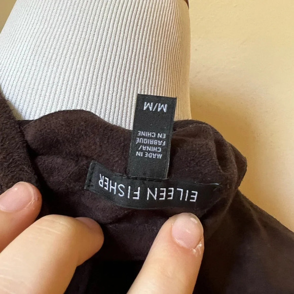 Eileen Fisher Chocolate Goat Leather Suede Vest, size medium - Picture 6 of 6